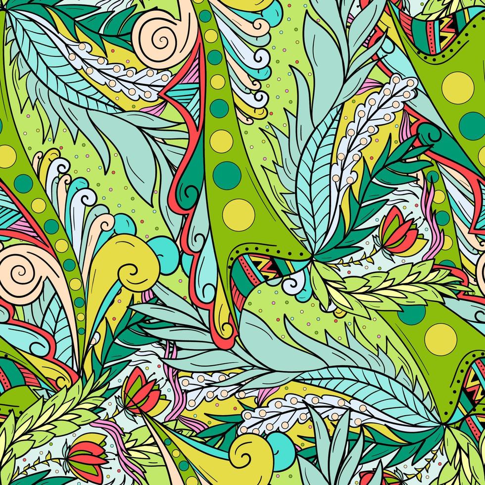 Seamless pattern background with abstract leaves and flower vector