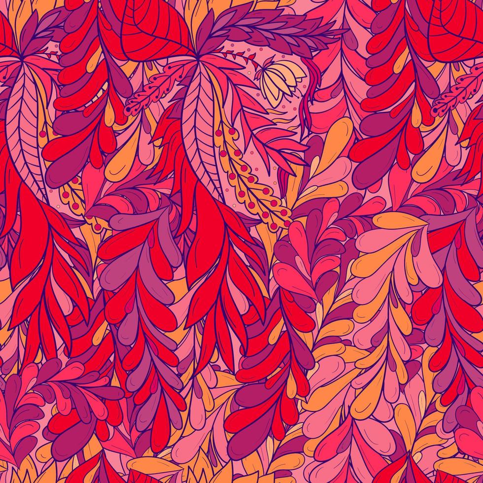 Seamless pattern background with abstract leaves and flower vector