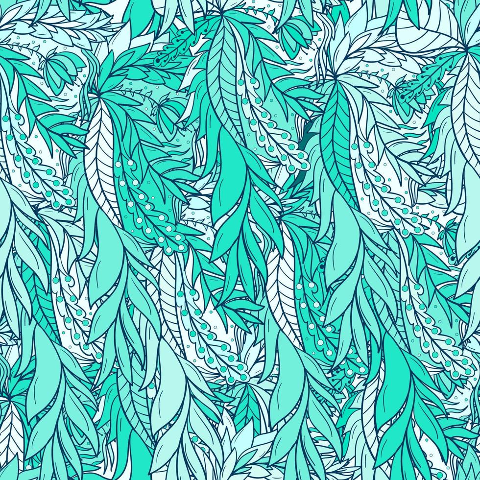 Seamless pattern background with abstract leaves and flower vector