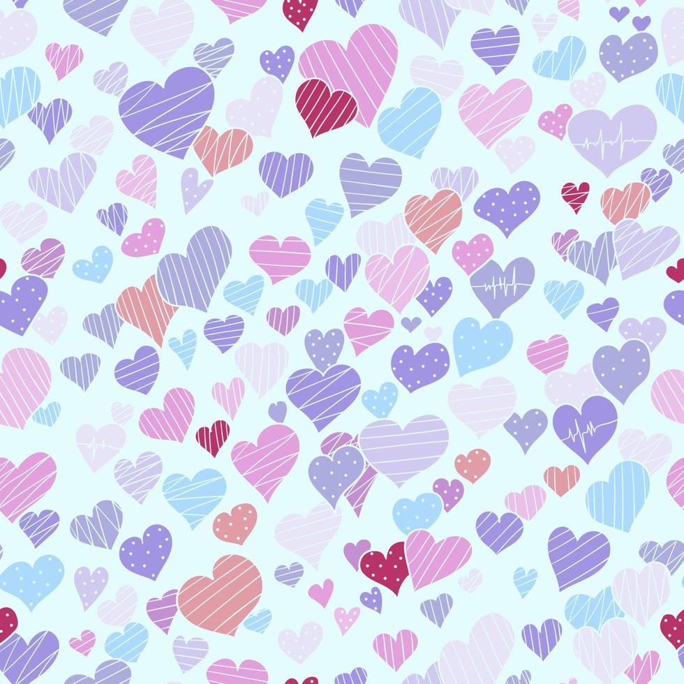 hand-drawn doodle seamless pattern with hearts vector