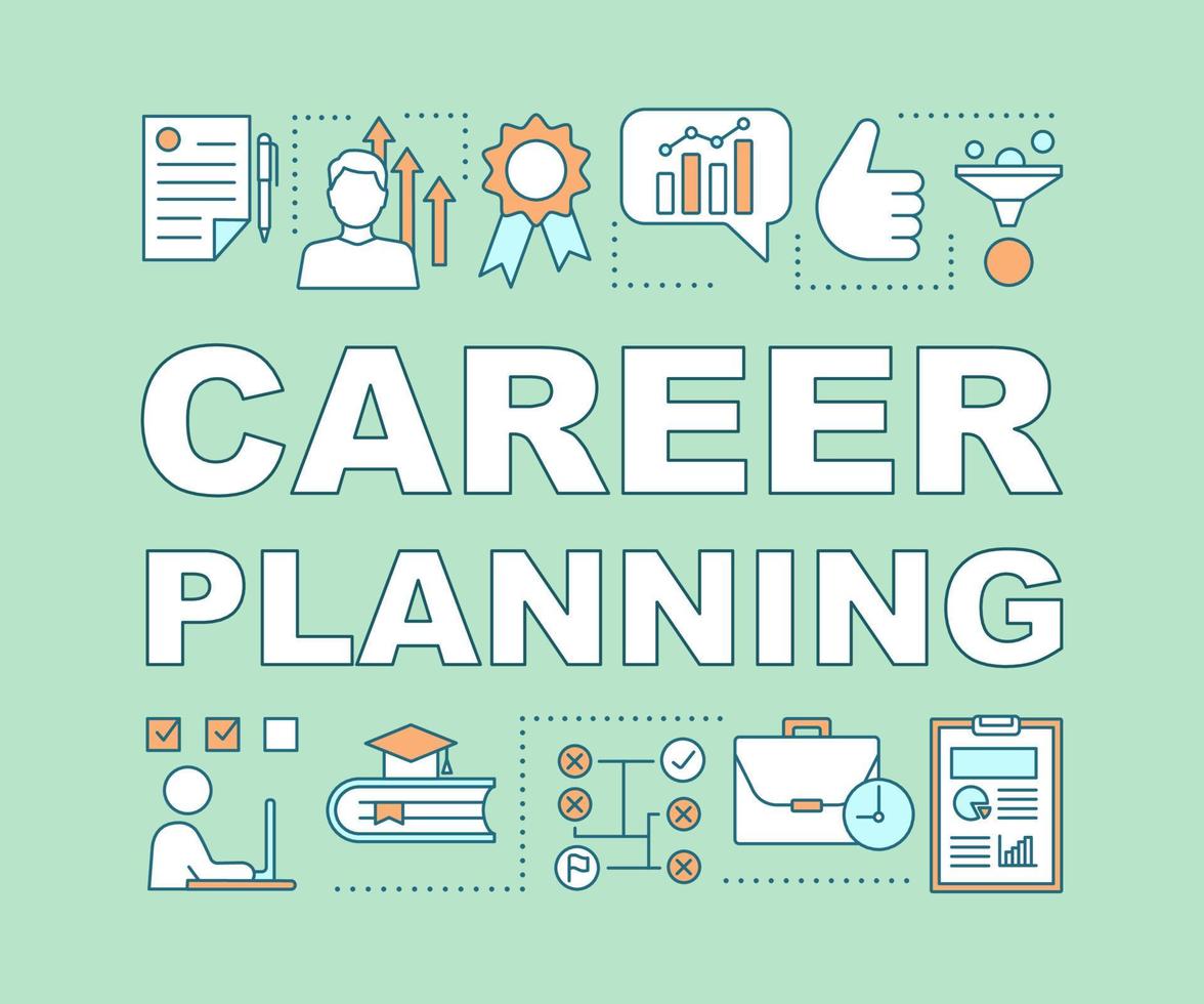 Career planning word concepts banner. Self-assessment. Education program. Presentation, website. Isolated lettering typography idea with linear icon. Vector outline illustration