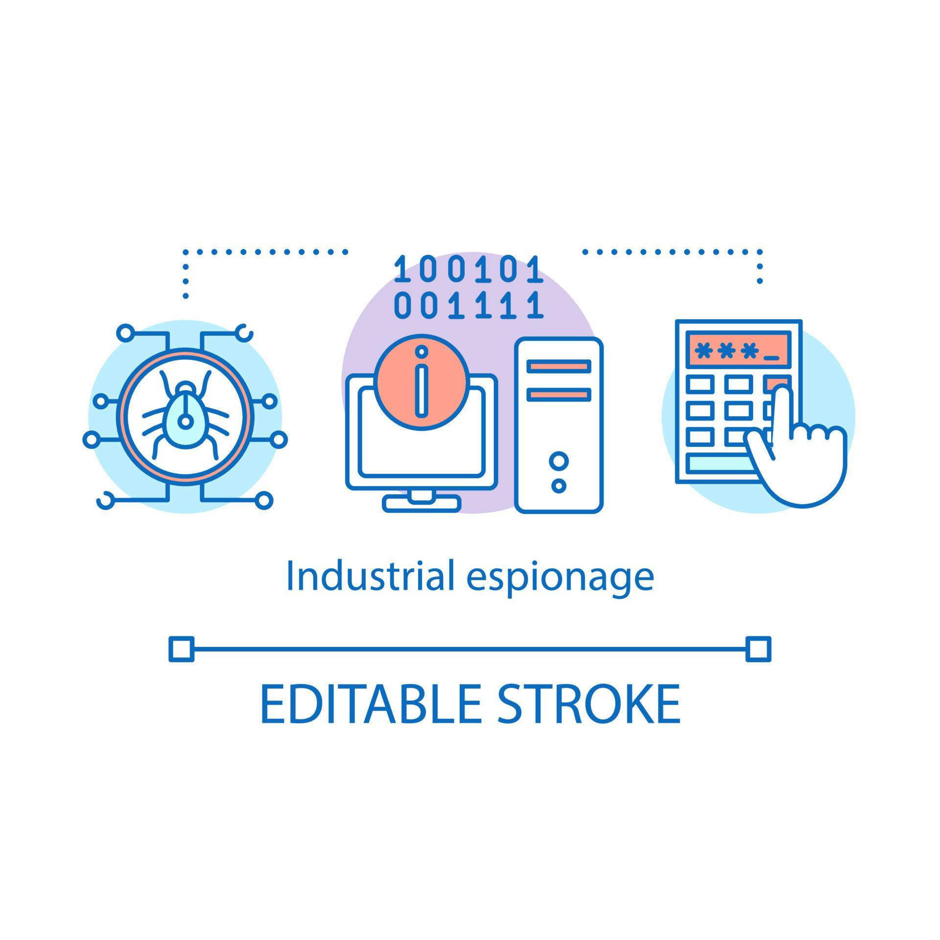 Industrial espionage concept icon. Cyber spying idea thin line illustration. Competitive