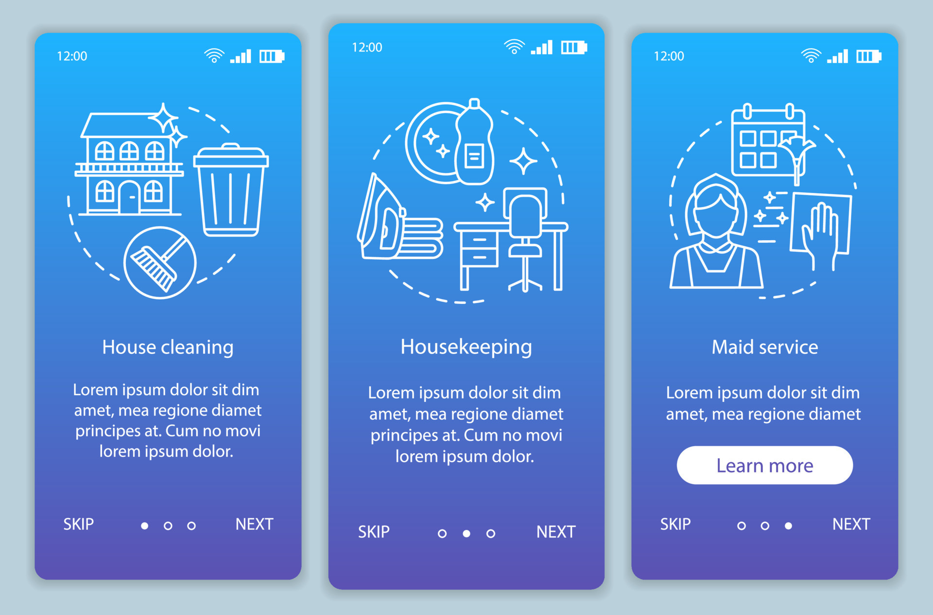 House service onboarding mobile app page screen vector template. House