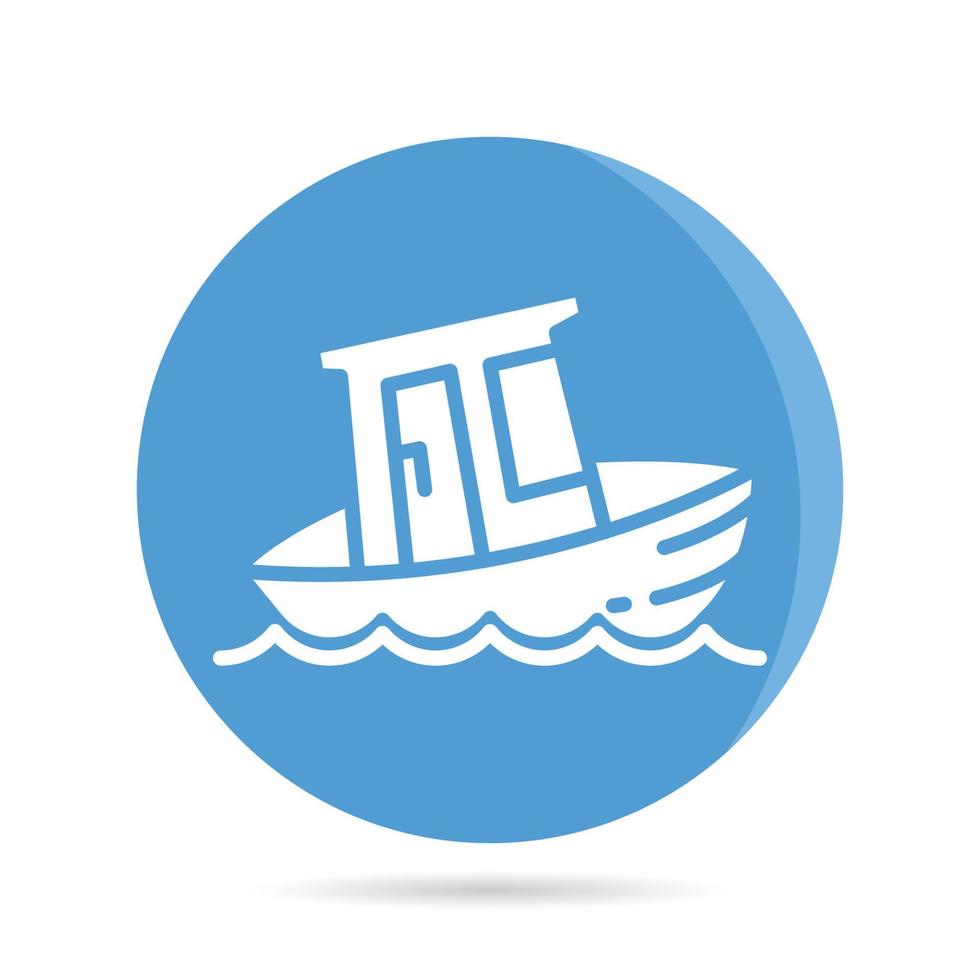 small boat icon in blue button vector