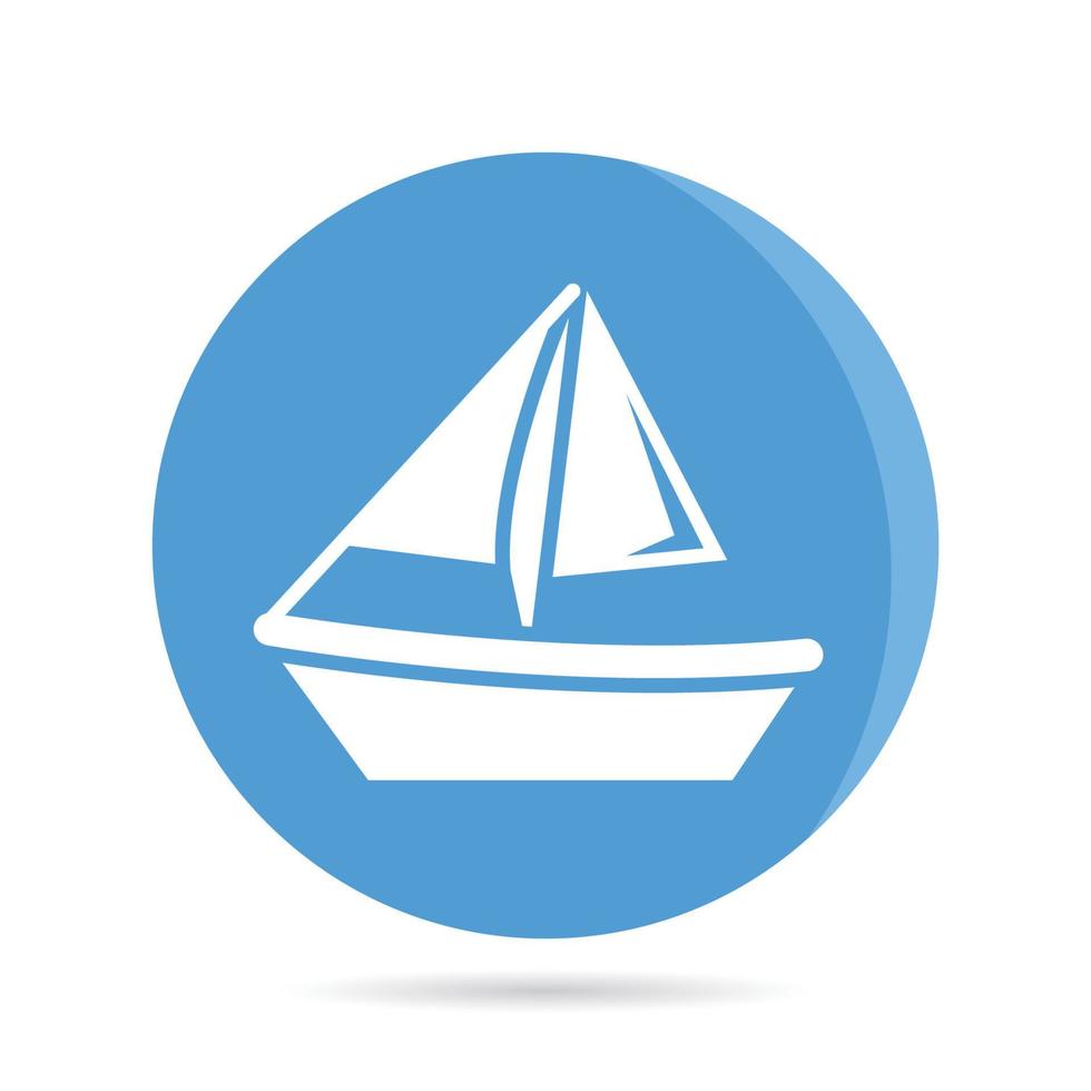 sailing boat icon in blue roud button vector