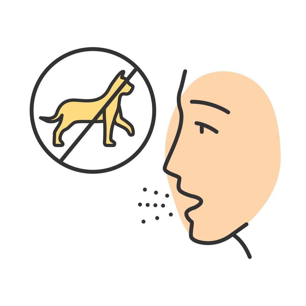 Cat allergy color icon. Pet allergens sensitivity. Ban on cats, human