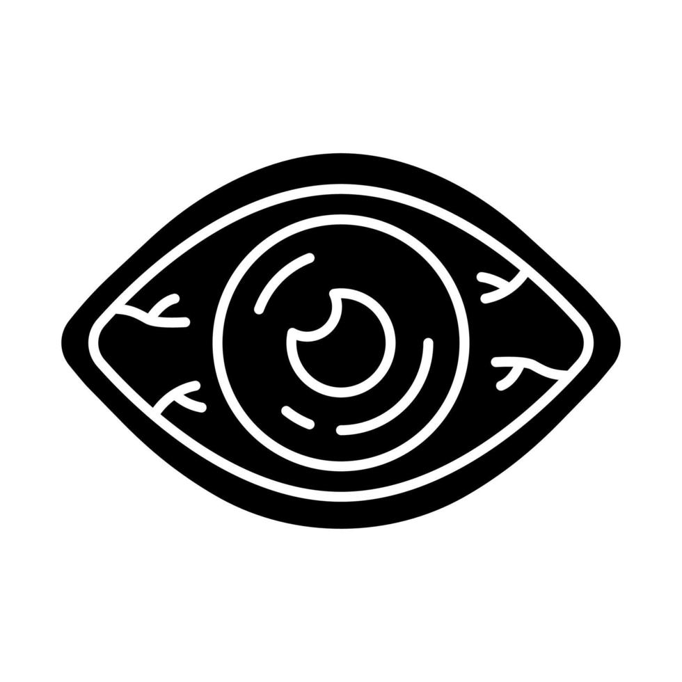 Allergic conjunctivitis glyph icon. Bacterial, viral eye infection. Tiredness, glaucoma. Silhouette symbol. Negative space. Tree pollen allergy symptom. Vector isolated illustration
