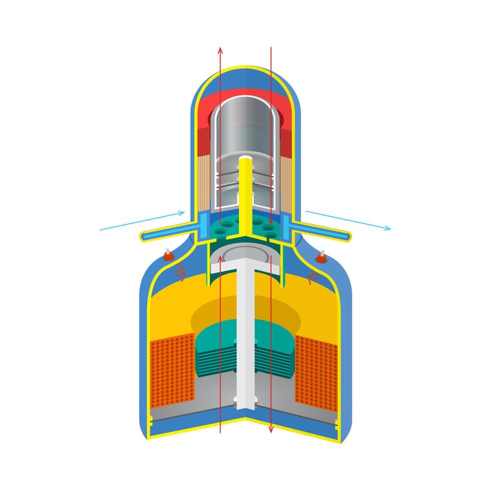 Thermonuclear fusion reactor diagram. Vector. Way to new energy. Device that receives energy from thermonuclear fusion of hydrogen into helium. vector