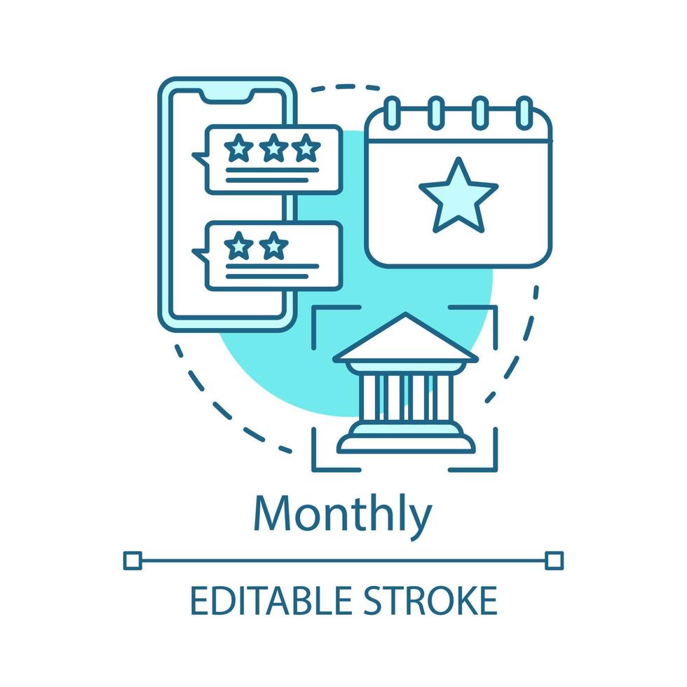 Monthly concept icon. AR tool subscription tariff idea thin line illustration. Online gaming. Service charge. Regular fee. AR mobile app. Vector isolated outline drawing. Editable stroke