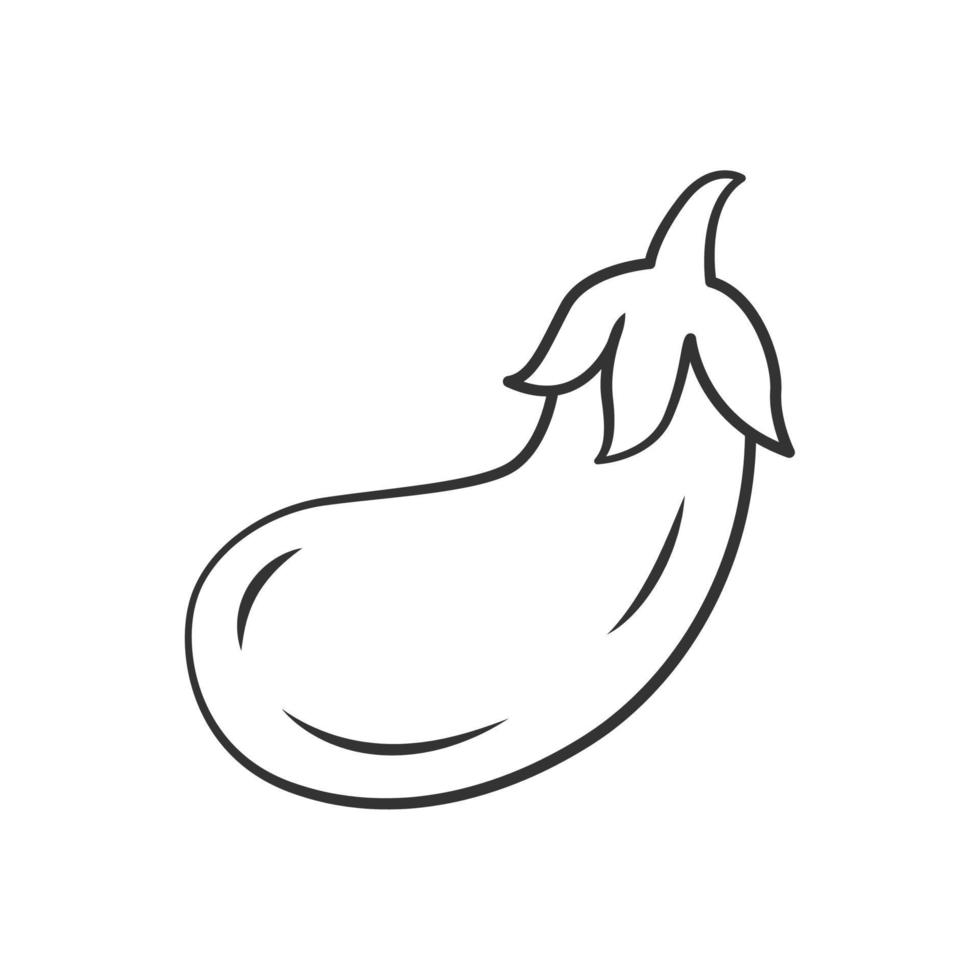 Eggplant linear icon. Aubergine. Agriculture plant. Vegetable farm. Greenery. Vegan food. Salad ingredient. Thin line illustration. Contour symbol. Vector isolated outline drawing. Editable stroke
