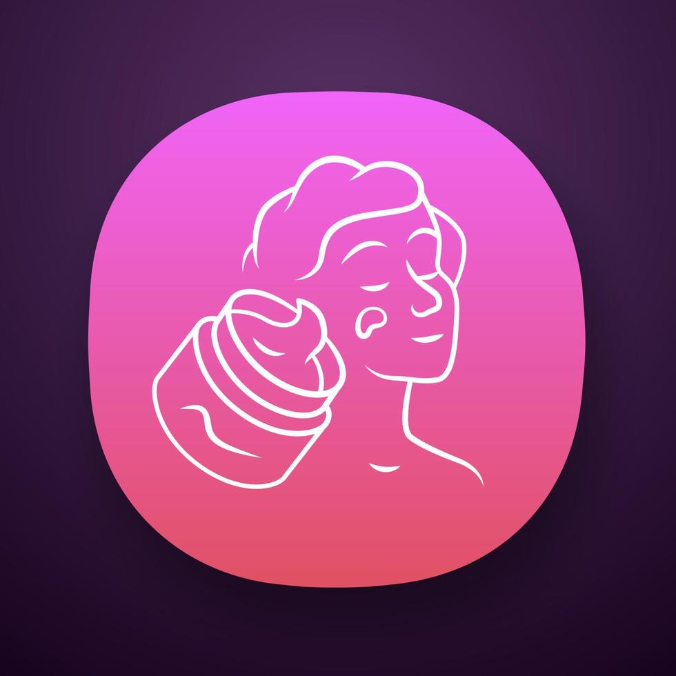 Moisturizing facial cream jar app icon. Routine skin care procedure. UI UX user interface. Web or mobile application. Vector isolated illustration. Feminine hygiene, cosmetology, dermatology