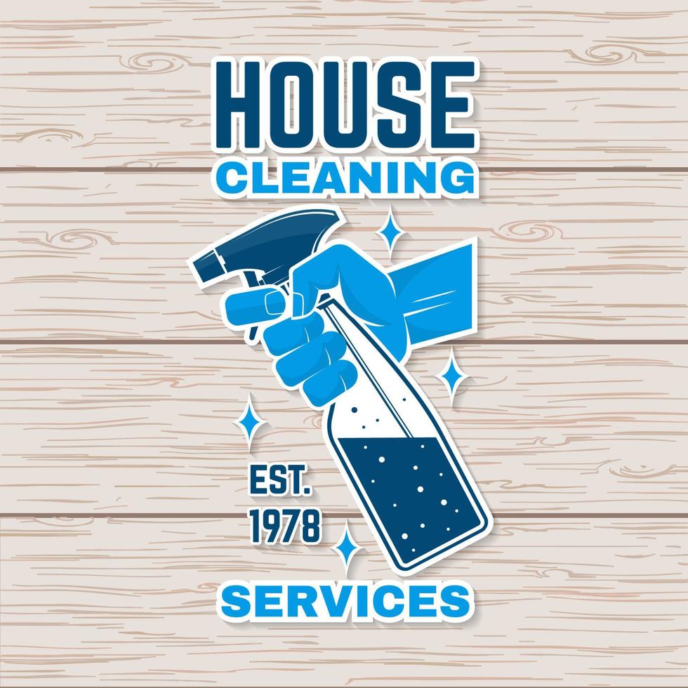 Cleaning company badge, emblem. Vector. Concept for shirt,sticker, print, stamp or patch. Vintage typography design with cleaning equipments. Cleaning service sign for company related business vector