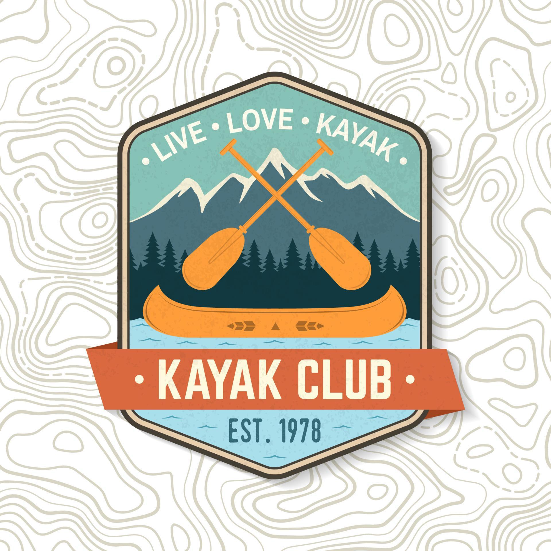 Kayak Club. Live, love, kayak. Vector. Concept for shirt, stamp or tee