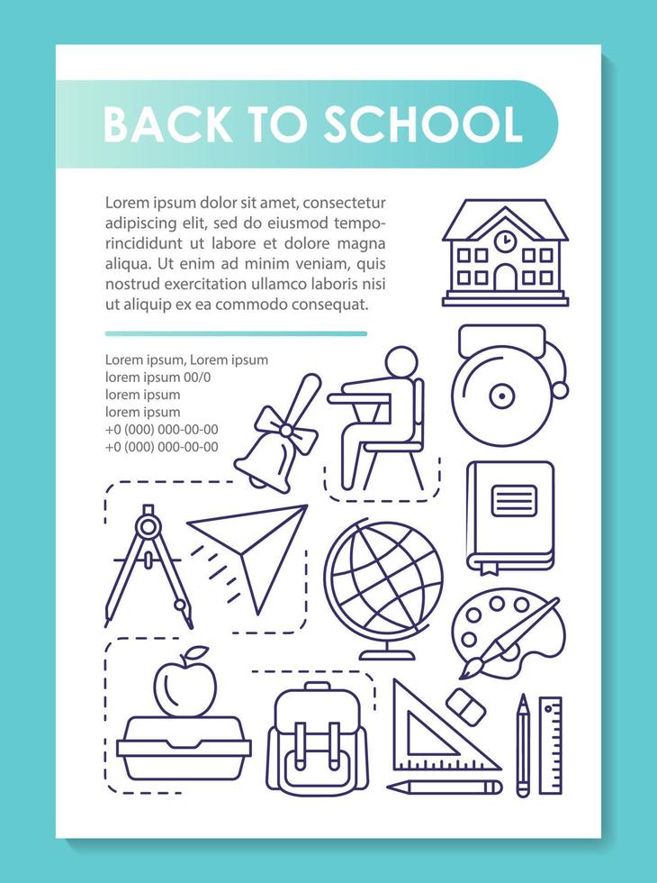 Back to school brochure template layout. Academic year. Flyer, booklet, leaflet print design with linear illustrations. Vector page layouts for magazines, annual reports, advertising posters..
