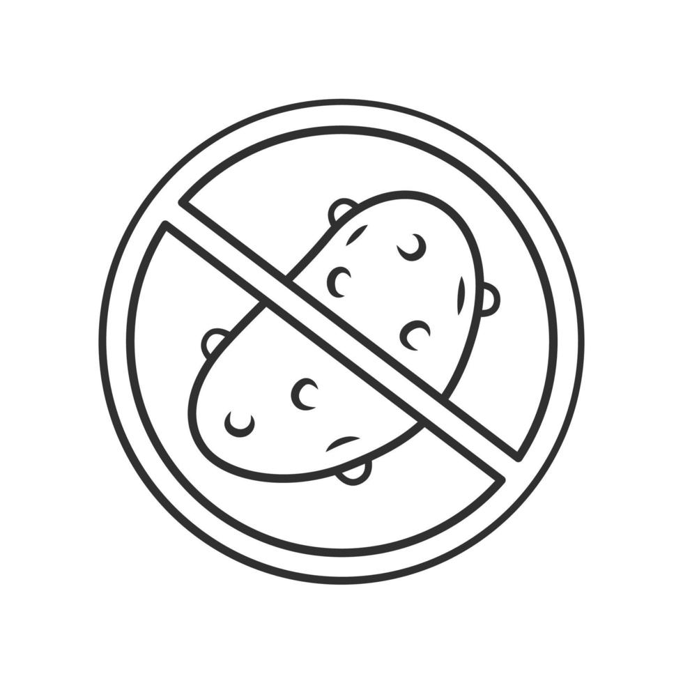 No potato diet linear icon. Low carbs and fat dish. Thin line illustration. Weight loss and healthy eating. Contour symbol. Carbohydrate free product. Vector isolated outline drawing. Editable stroke