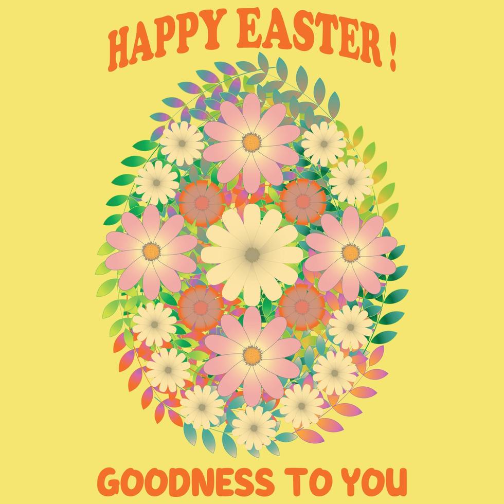 Easter flower card with a wish for good vector