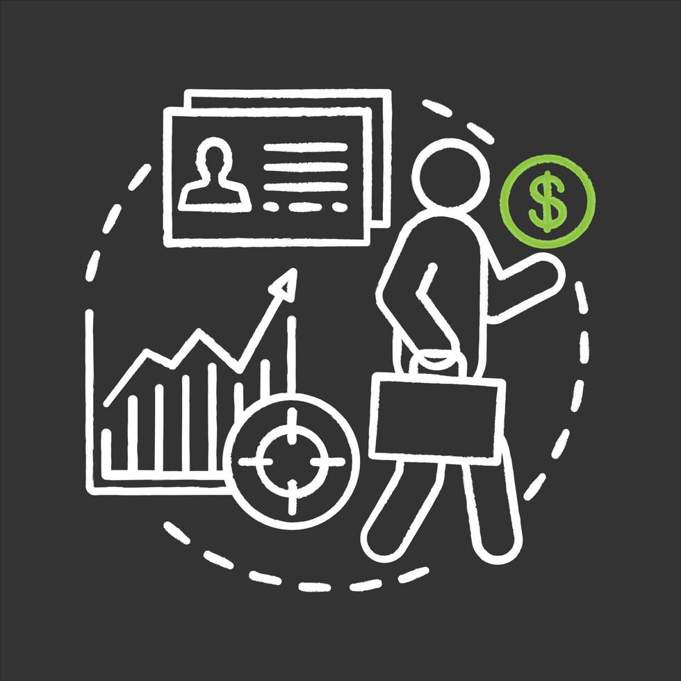 Job chalk concept icon. Work idea. Successful career. Goal achieving. Vector isolated chalkboard illustration