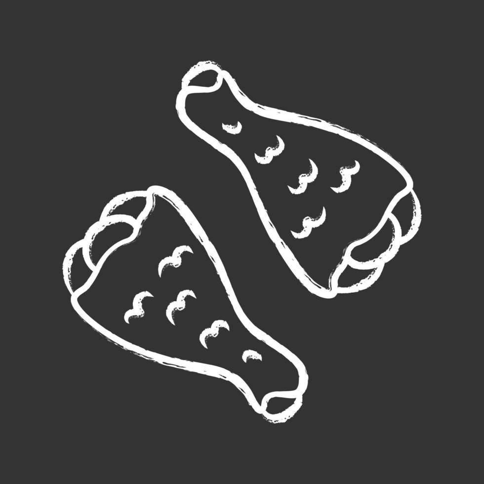 Chicken drumsticks chalk icon. Butchers meat. Meat production and sale. Protein source. Butchery business. Chicken legs. Isolated vector chalkboard illustration