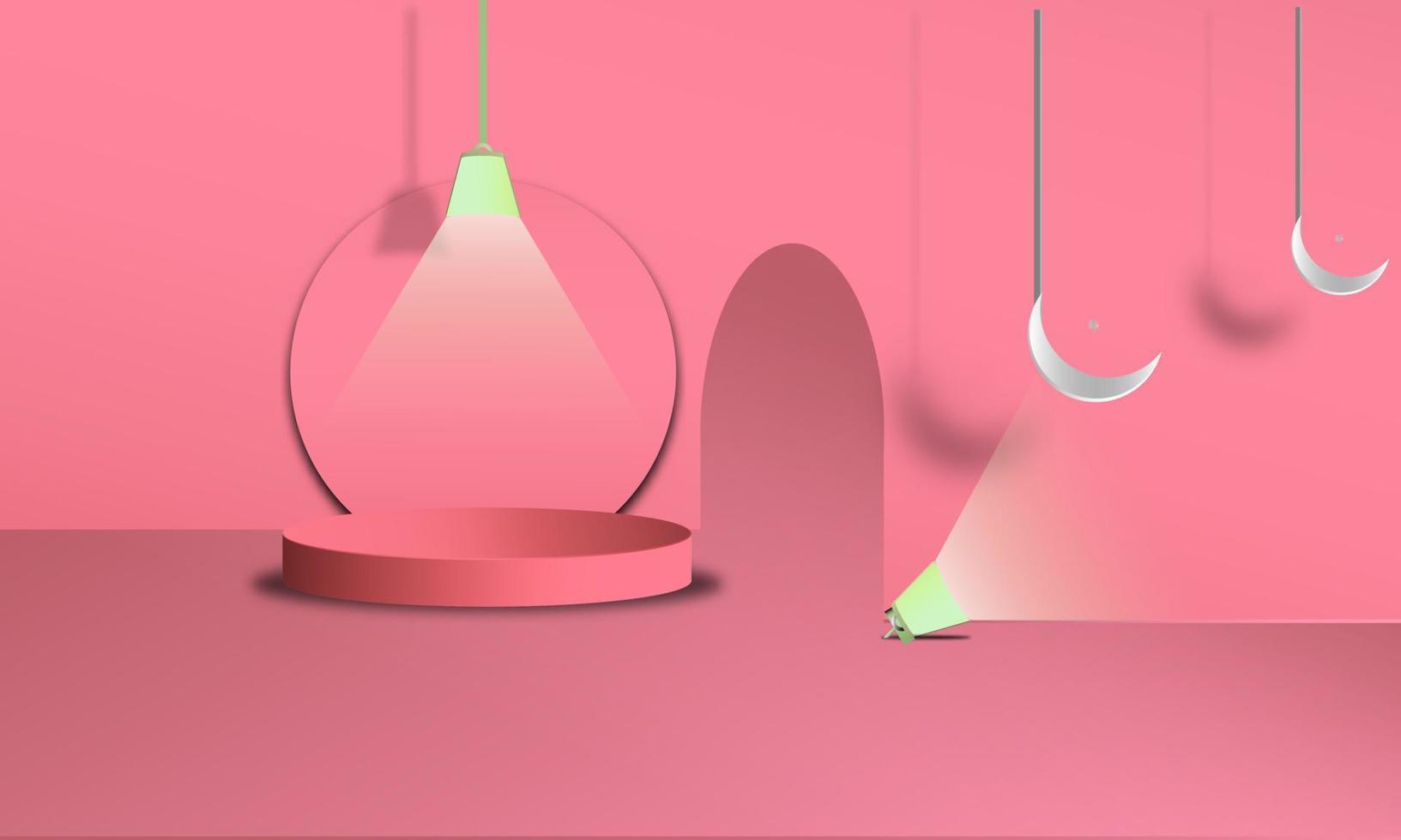3d wall background podium pink color trendy mock up illustration for product photo, vector design eps 10