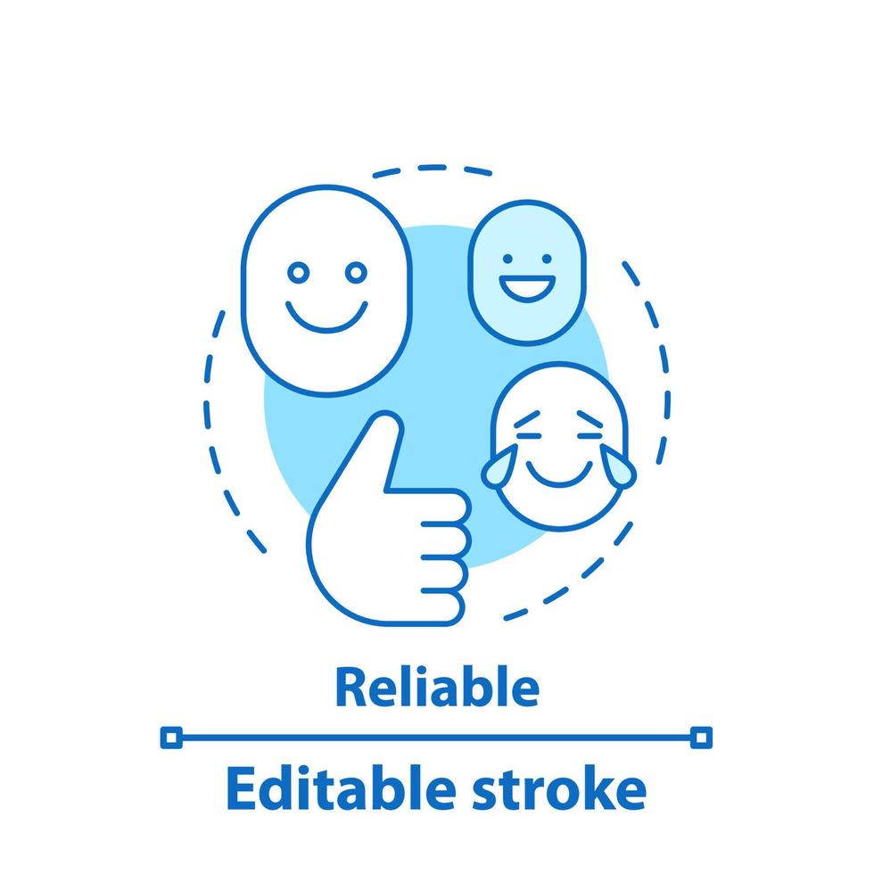 Emoji concept icon. Reliable service idea thin line illustration. Best marks and excellent reviews. Emoticons. Chat smileys. Vector isolated outline drawing. Editable stroke