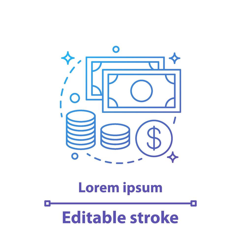 Cash money concept icon. Savings idea thin line illustration. Investment, deposit. Banking. Vector isolated outline drawing. Editable stroke