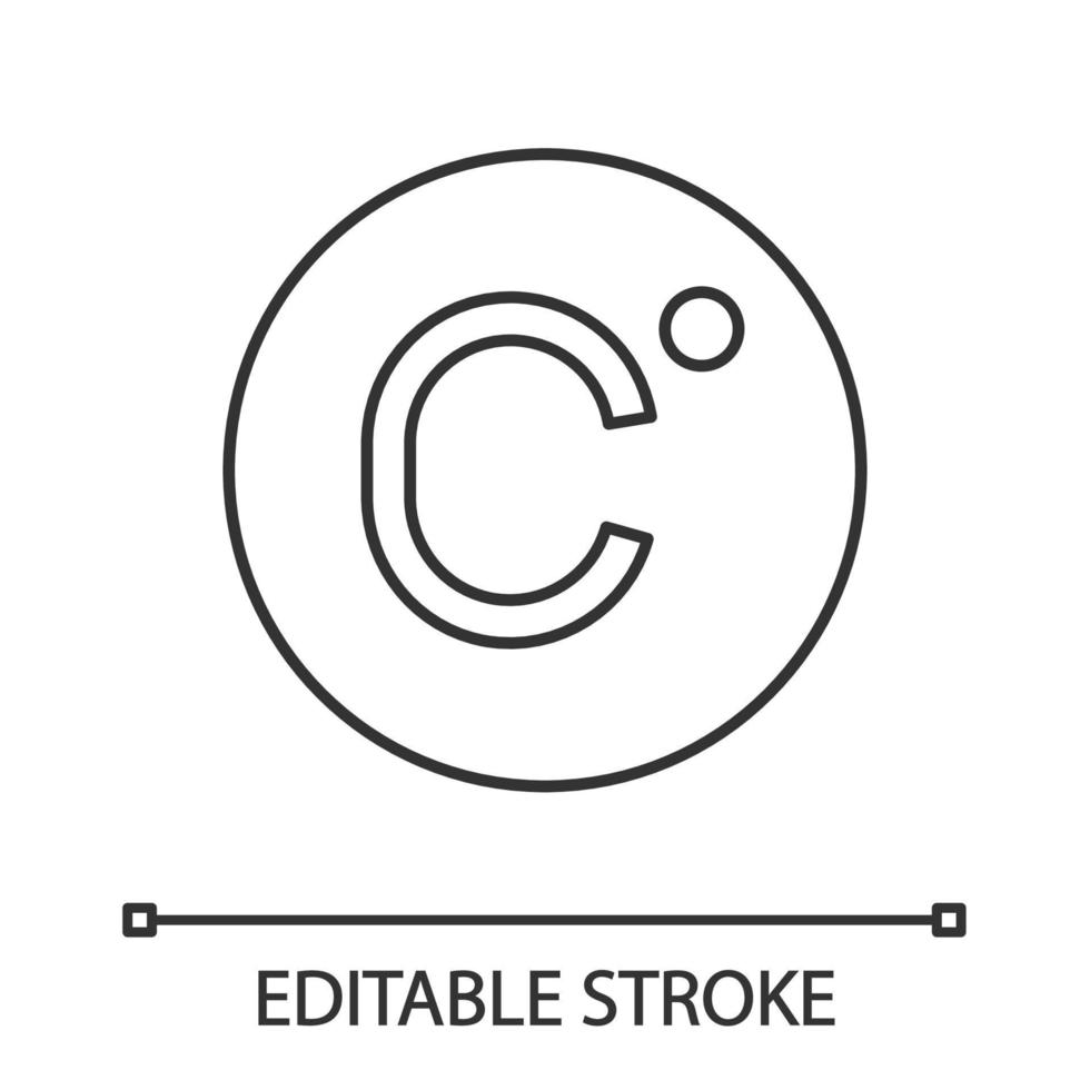 icono lineal de temperatura de grados centígrados. escala centígrada. ilustración de línea delgada. símbolo de contorno celsius. dibujo de contorno aislado vectorial. trazo editable vector