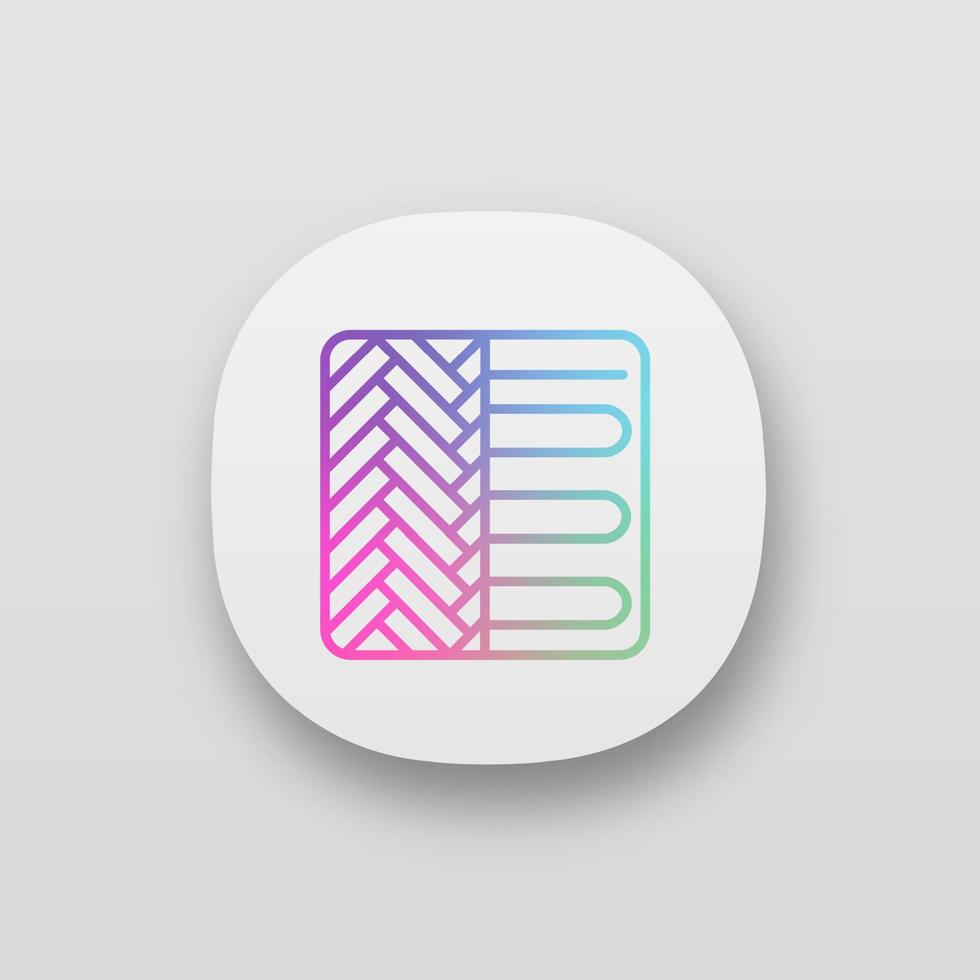 Floor heating system app icon. Underfloor heating. Floor heater. UI UX user interface. Web or mobile application. Vector isolated illustration