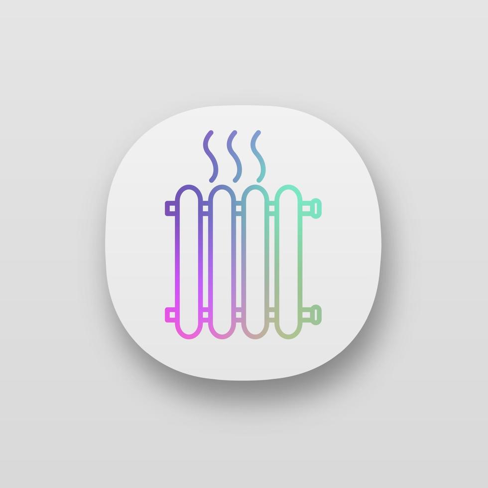 Radiator app icon. Heating battery. Heater. UI UX user interface. Web or mobile application. Vector isolated illustration