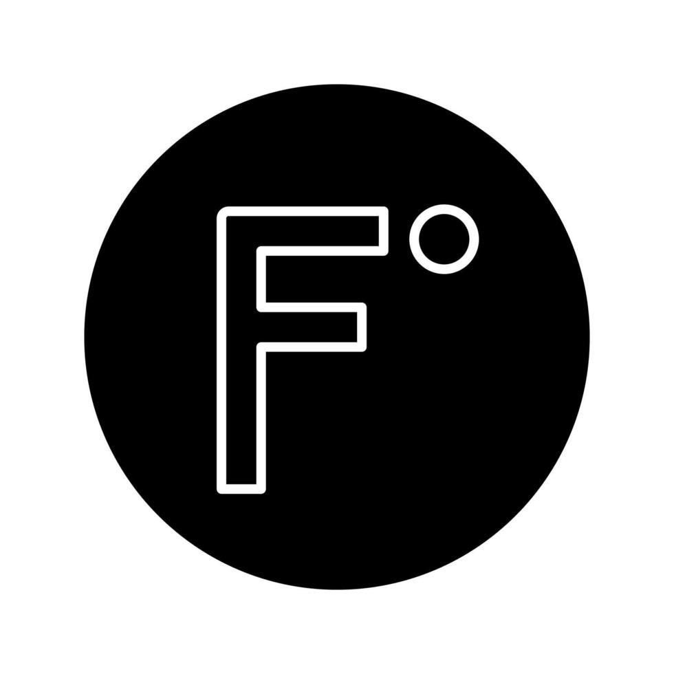 Fahrenheit degrees temperature glyph icon. Fahrenheit scale. Silhouette symbol. Negative space. Vector isolated illustration