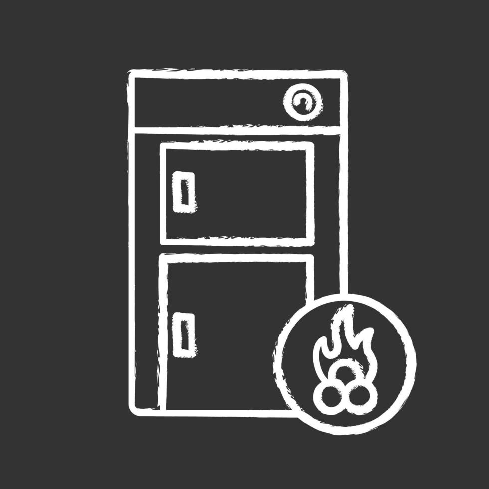 Solid fuel boiler chalk icon. House central heater. Firewood boiler. Heating system. Isolated vector chalkboard illustration