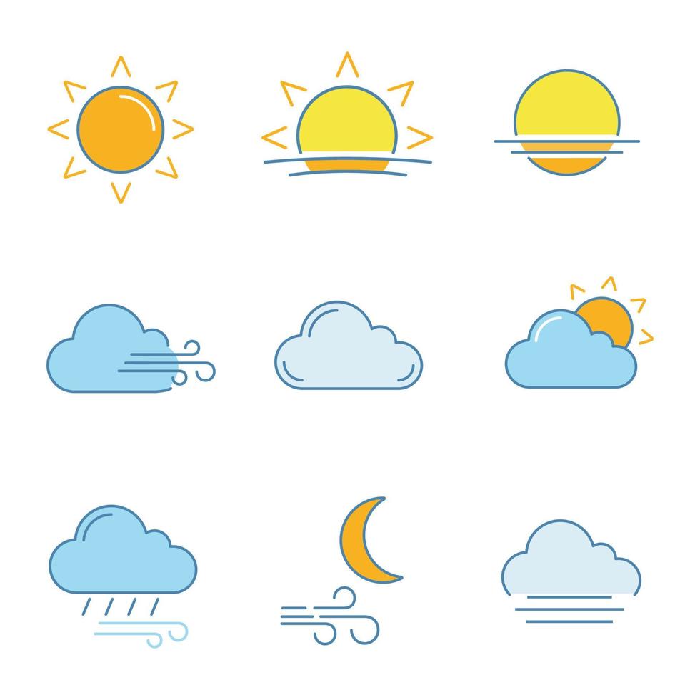 conjunto de iconos lineales de pronóstico del tiempo vector