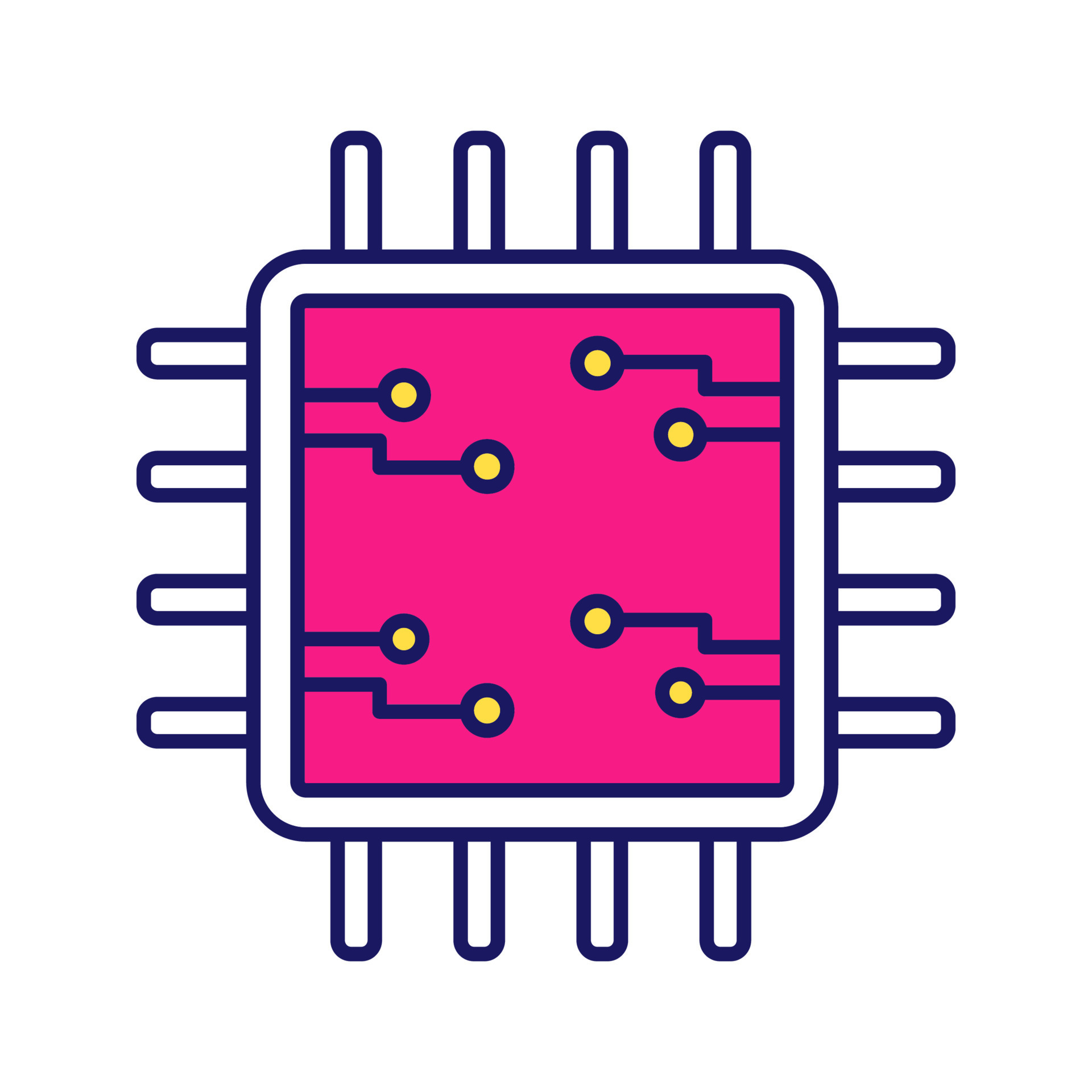 Procesador con icono de color de circuitos electrónicos. microprocesador  con microcircuitos. chip, microchip, chipset. UPC. unidad Central de  procesamiento. circuito integrado. ilustración vectorial aislada 7228459  Vector en Vecteezy