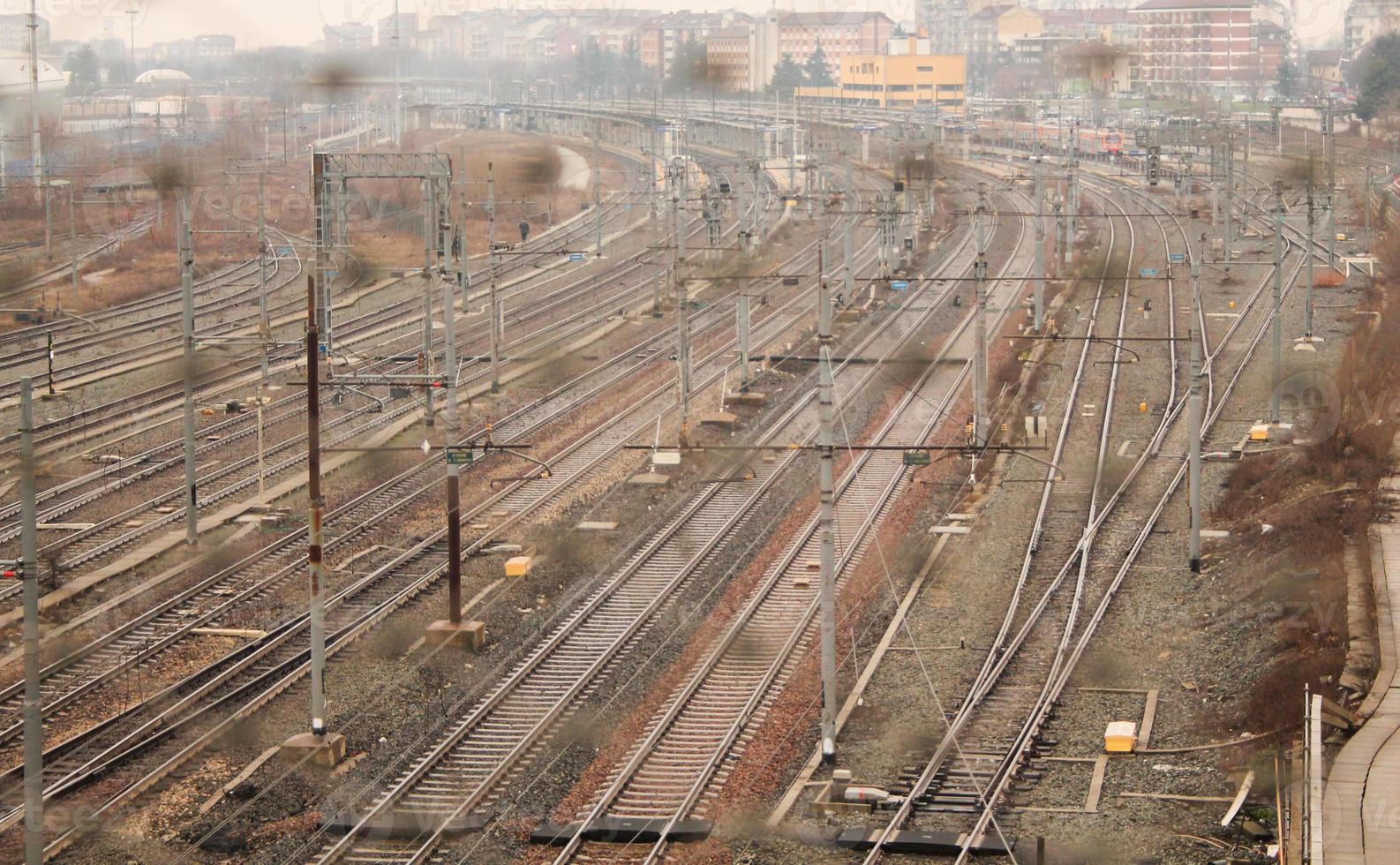 Railway railroad tracks for train public transport photo