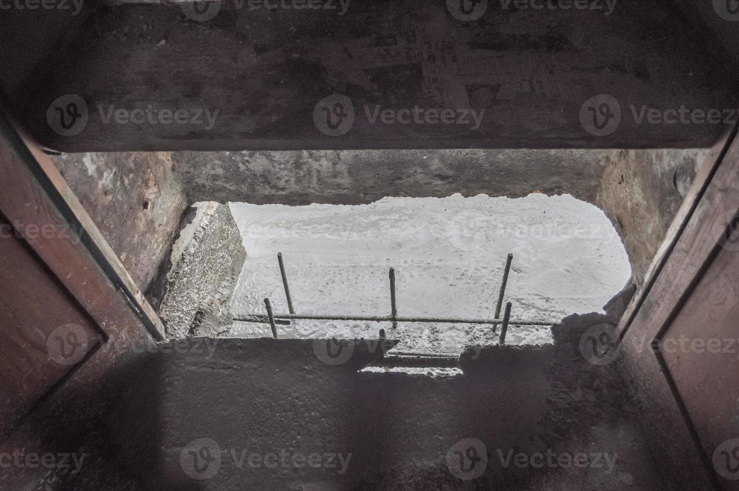 Costruction of reinforced concrete foundations in a building sit photo