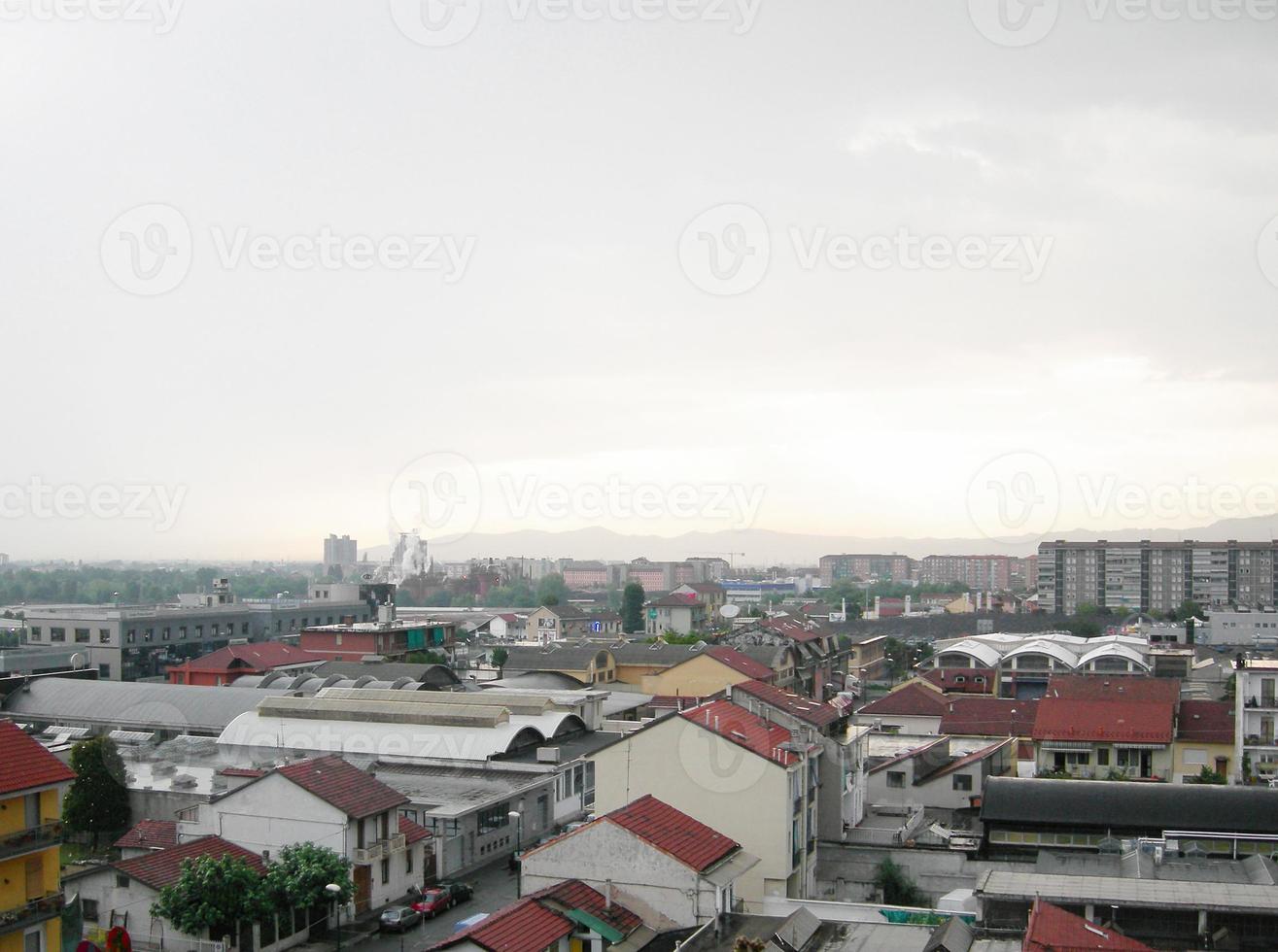 Turin skyline panorama of the smokey industrial city photo