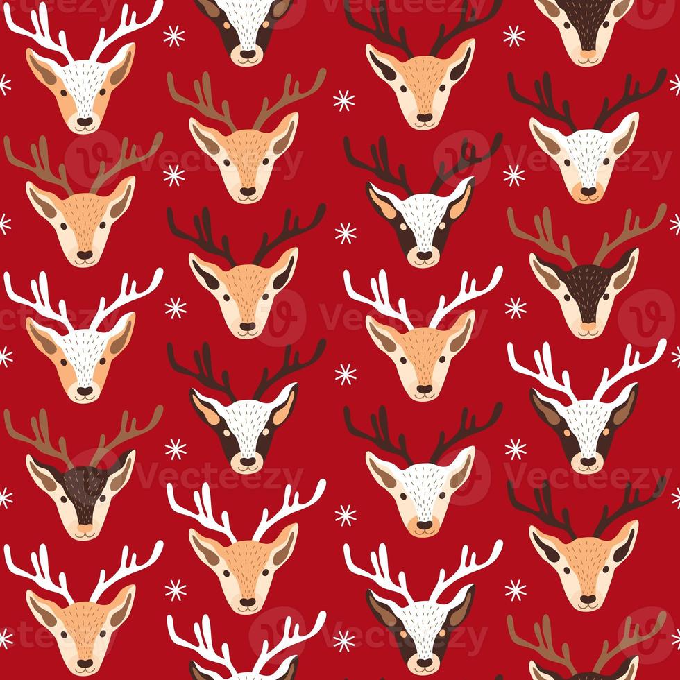Seamless Christmas pattern with deer. Vector photo