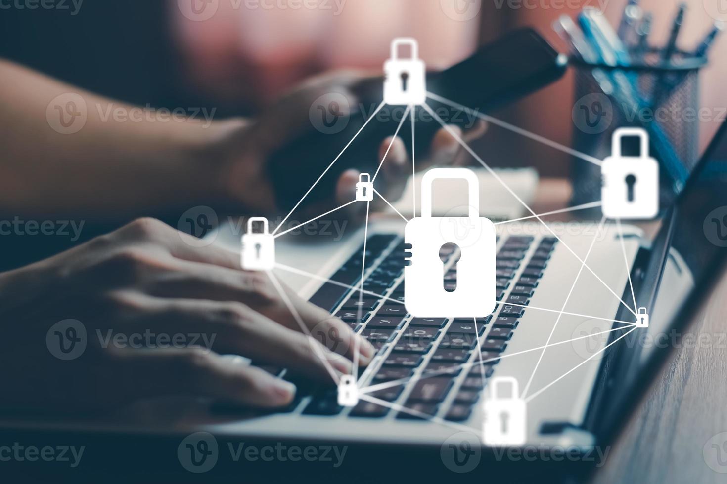 Cyber security internet and networking concept. information security and encryption, secure access to user's personal information, secure Internet access, cybersecurity. photo
