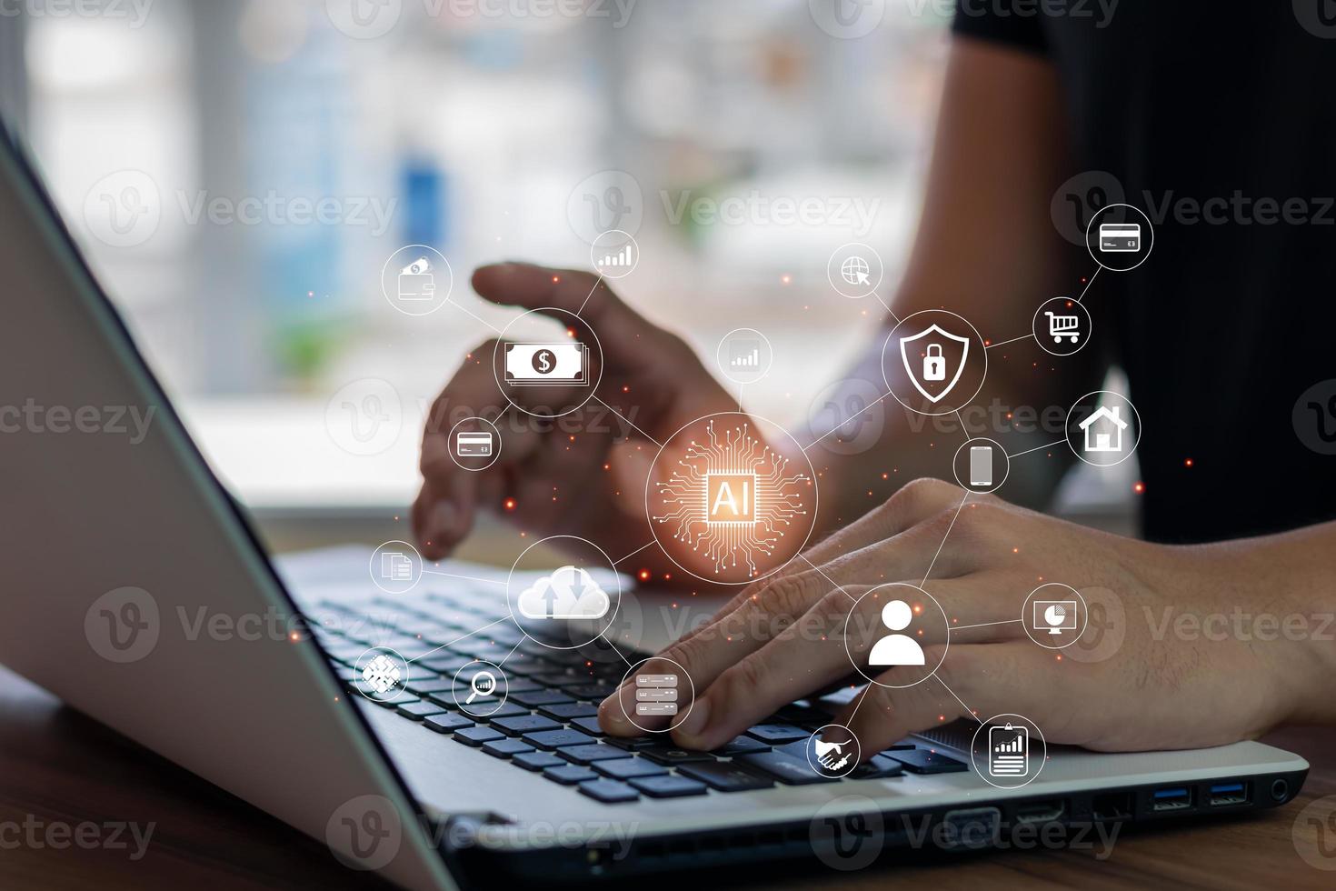 Digital transformation technology strategy,the transformation of ideas and the adoption of technology in business in the digital age, enhancing global business capabilities. photo