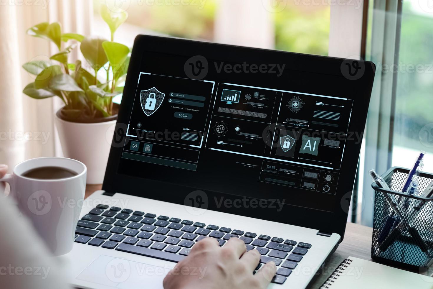 Concept of cyber security, information security and encryption, secure access to user's personal information, secure Internet access, cybersecurity. photo