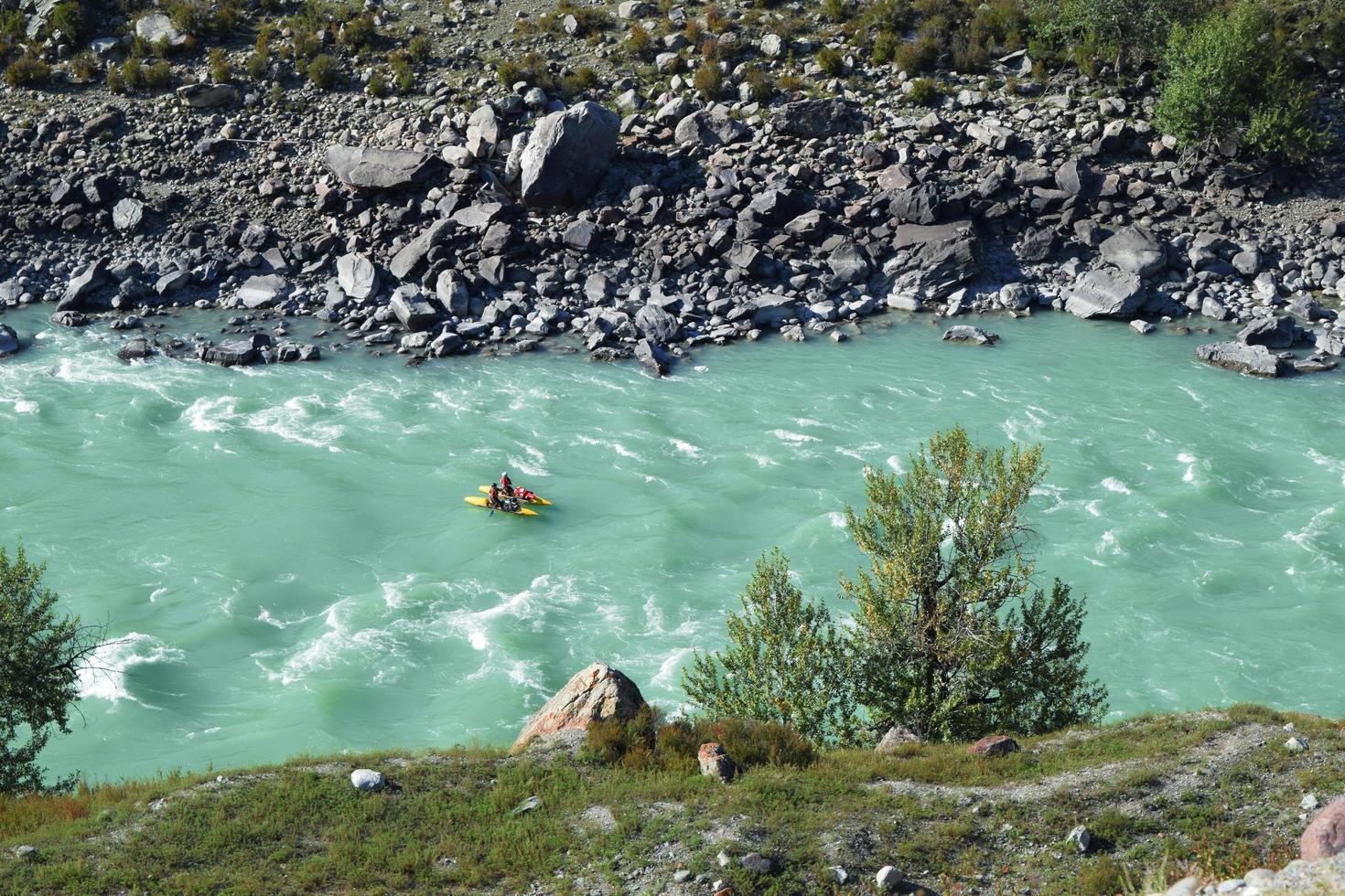 rafting on a mountain river, rafting. Altai photo