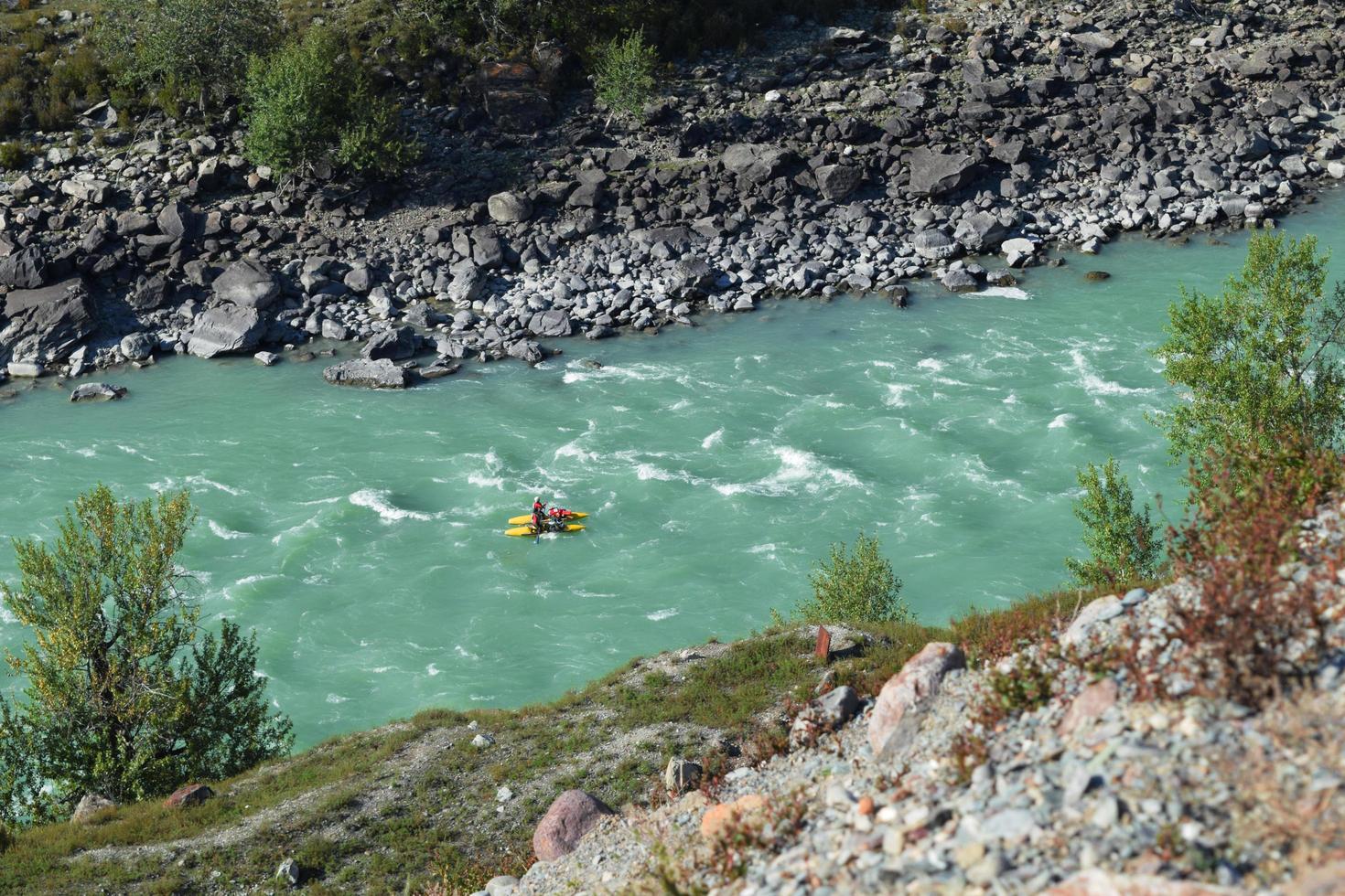 rafting on a mountain river, rafting. Altai photo