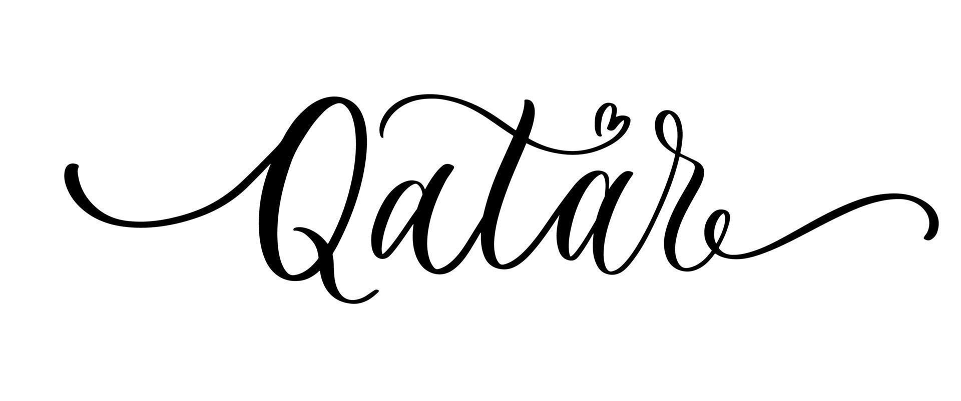 qatar - frase de letras dibujadas a mano. pegatina con letras. vector