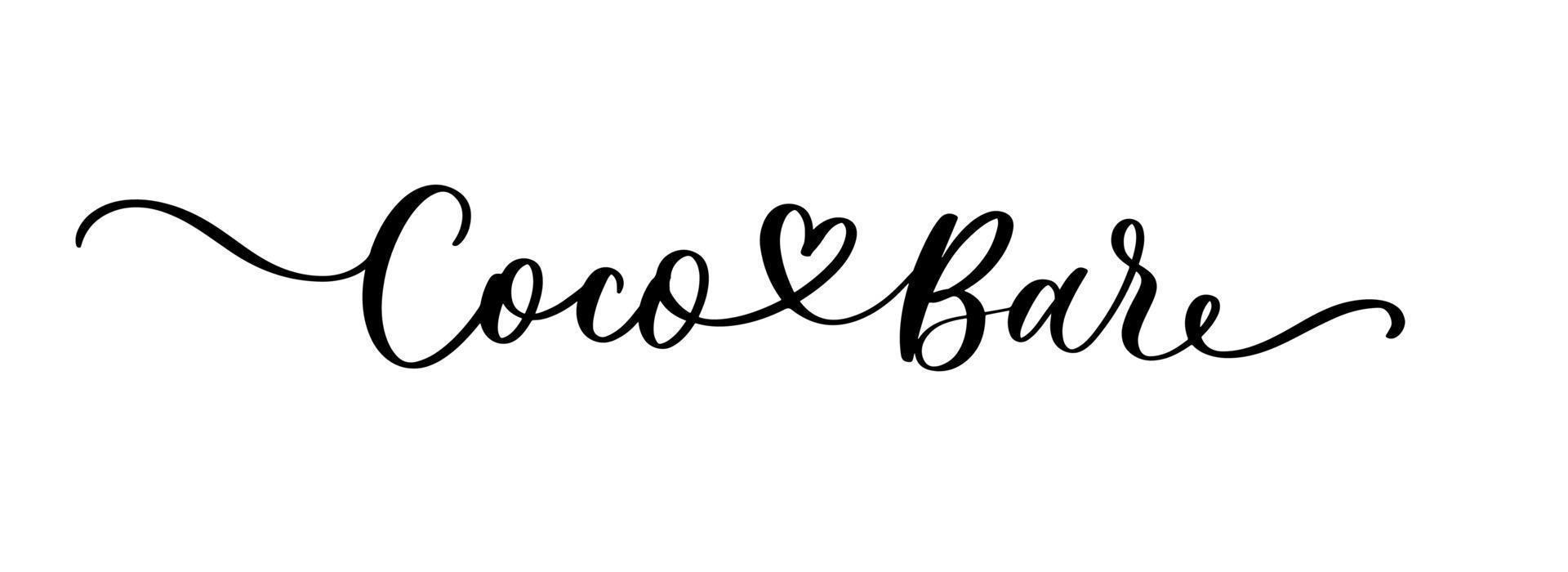inscripción de logotipo vectorial de letras de barra de coco para café. vector
