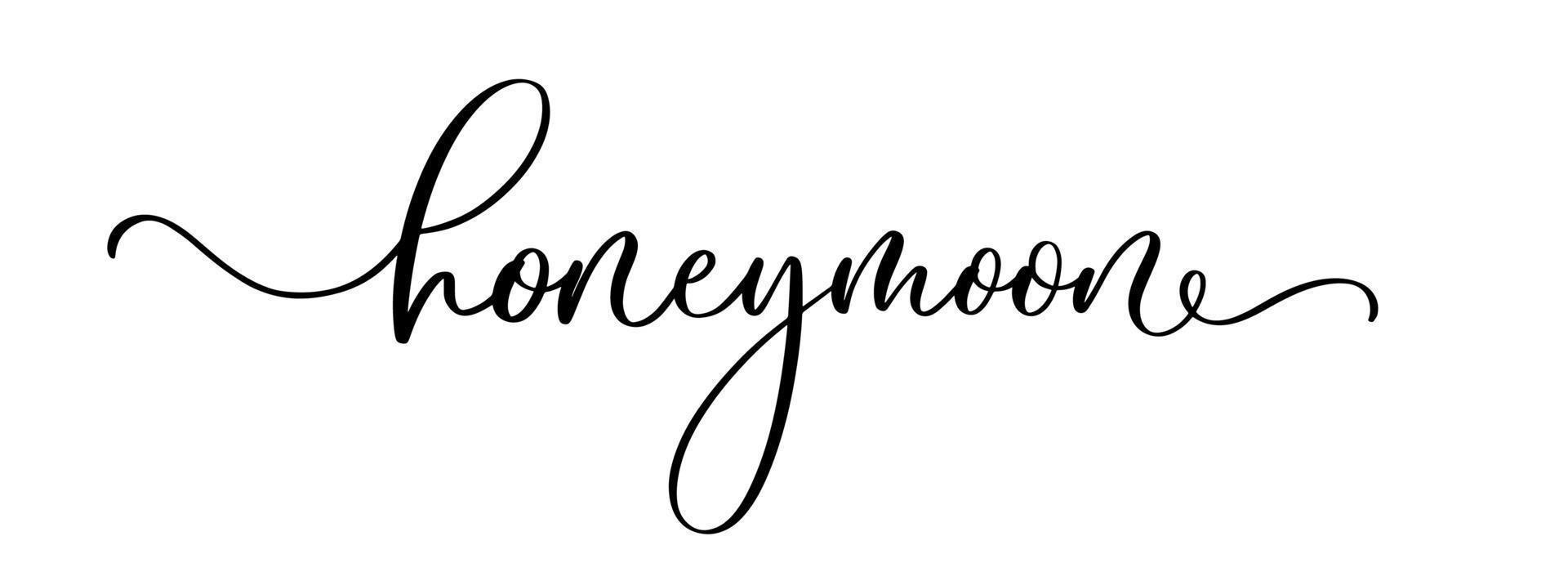 Honeymoon - hand lettering typography text. Wedding sign. Good for scrap booking, poster, textile, gift, wedding set. vector