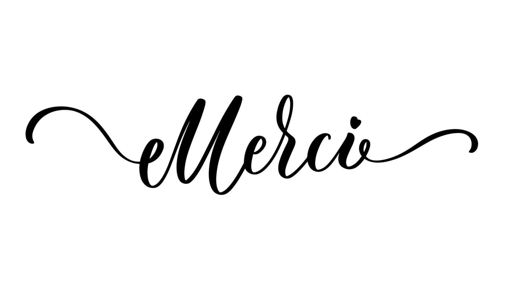 Merci hand lettering inscription label sticker. vector