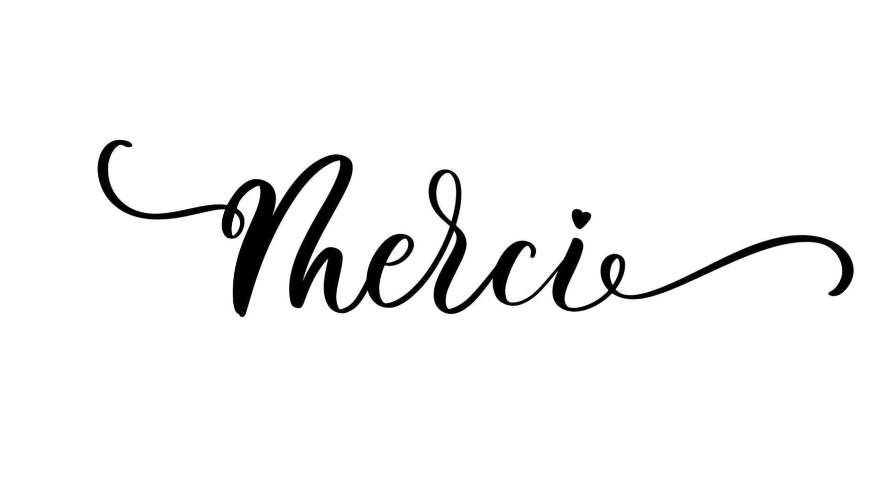 Merci hand lettering inscription label sticker. vector