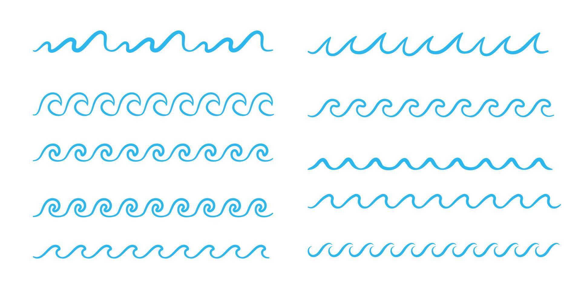 blue water wave line icon in the sea vector