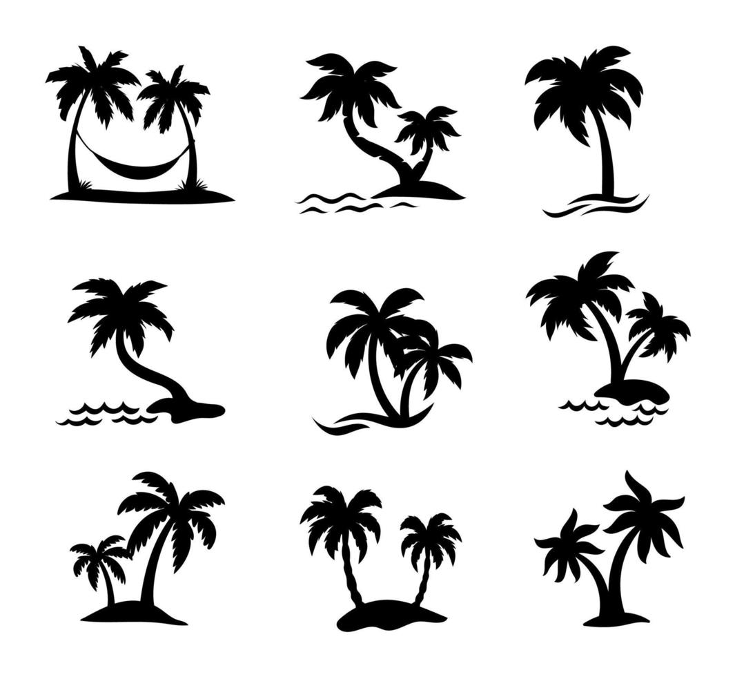 coconut tree silhouette on the beach by the sea for summer vacation vector