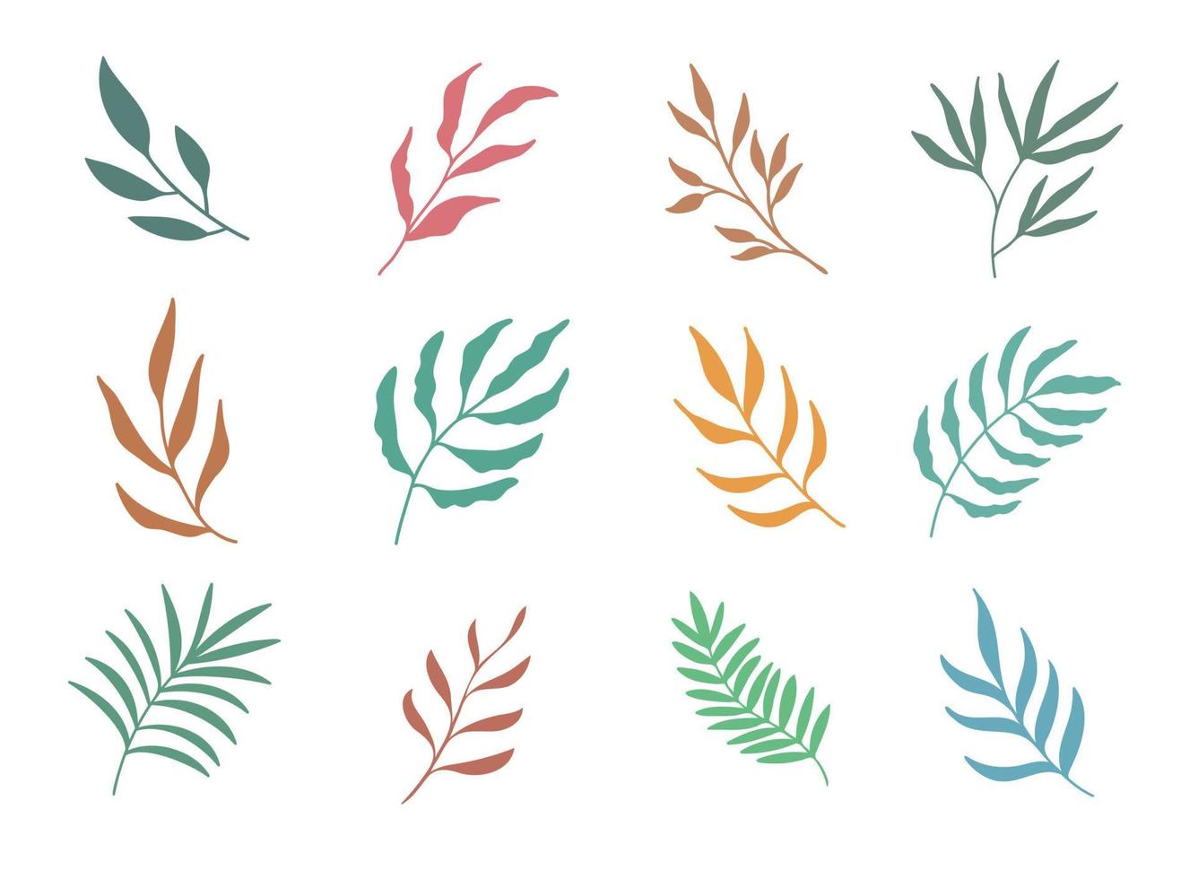 hand painted leaves for decoration in minimalist style vector