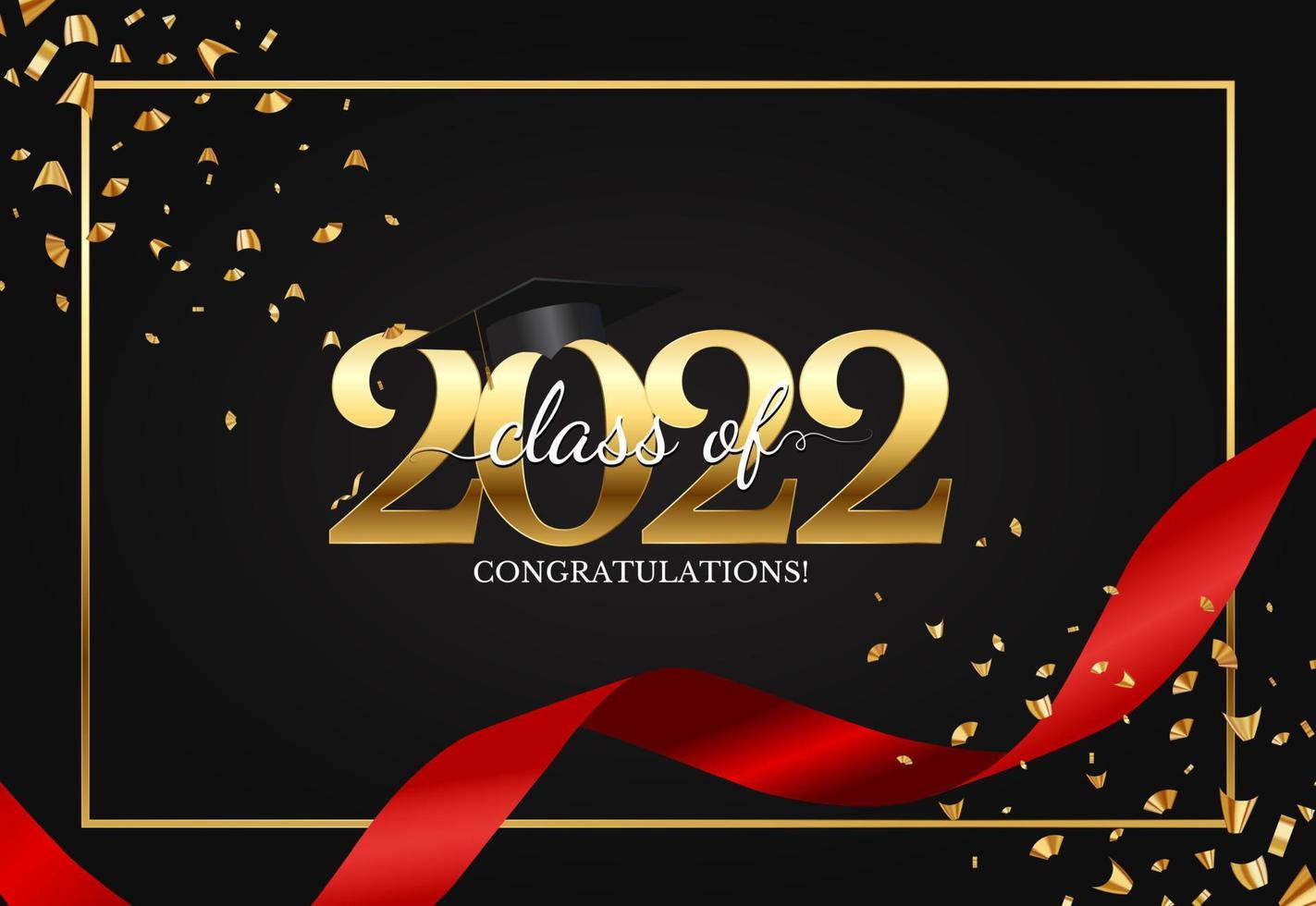 Graduation class of 2022 greeting card. Vector Illustration